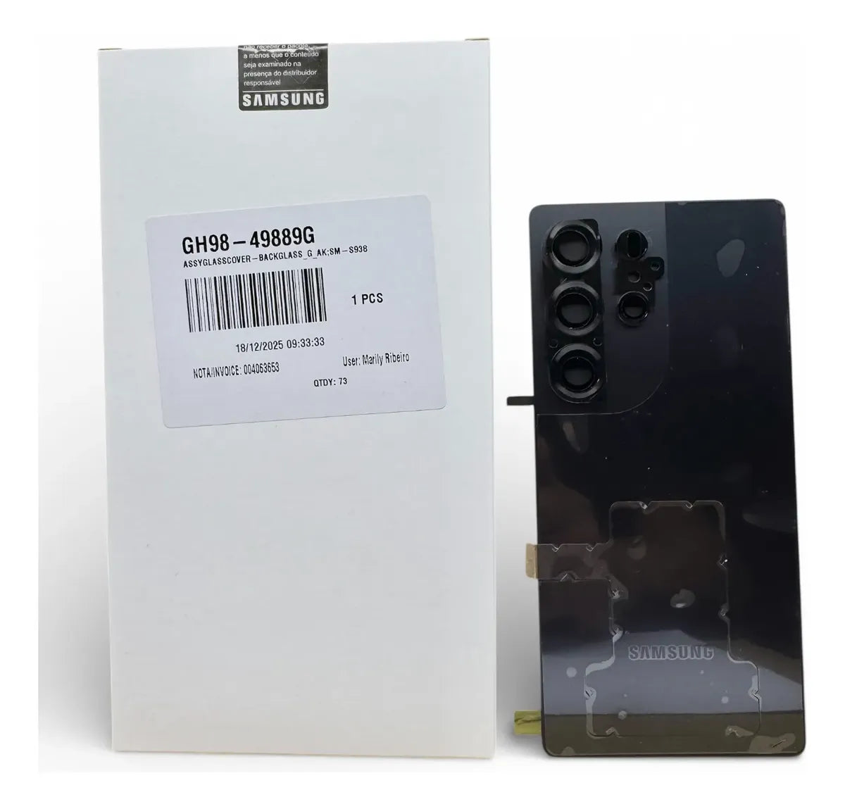 Coque arrière en verre pour smartphone Samsung Galaxy S25 Ultra (GH98-49889G)