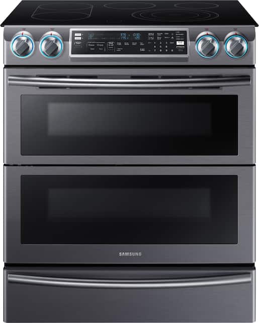 Cuisinière électrique intelligente encastrable autonettoyante Samsung NE58K9850WG/AC Flex Duo de 5,8 pi³ avec convection - Acier inoxydable noir