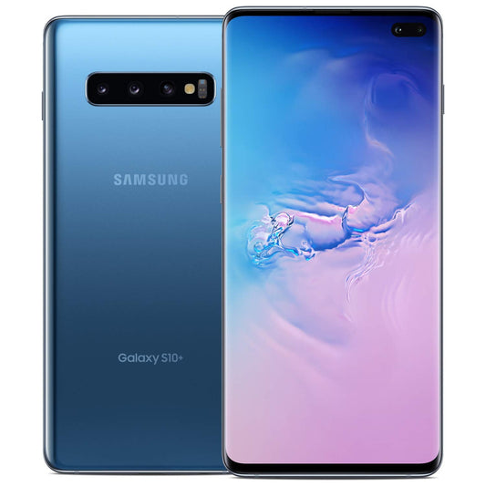 Samsung Galaxy S10+ SM-G975UCWYTMB - Verrouillé par T-Mobile, Bleu Prisme, 128 Go de stockage, écran AMOLED HDR10+