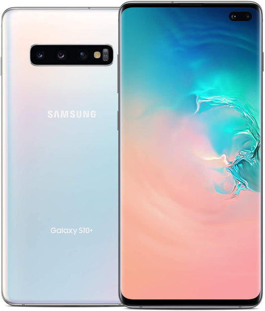 Samsung Galaxy S10+ SM-G975UZWAATT - Verrouillé par AT&amp;T, Blanc céramique, 128 Go de stockage, écran AMOLED HDR10+
