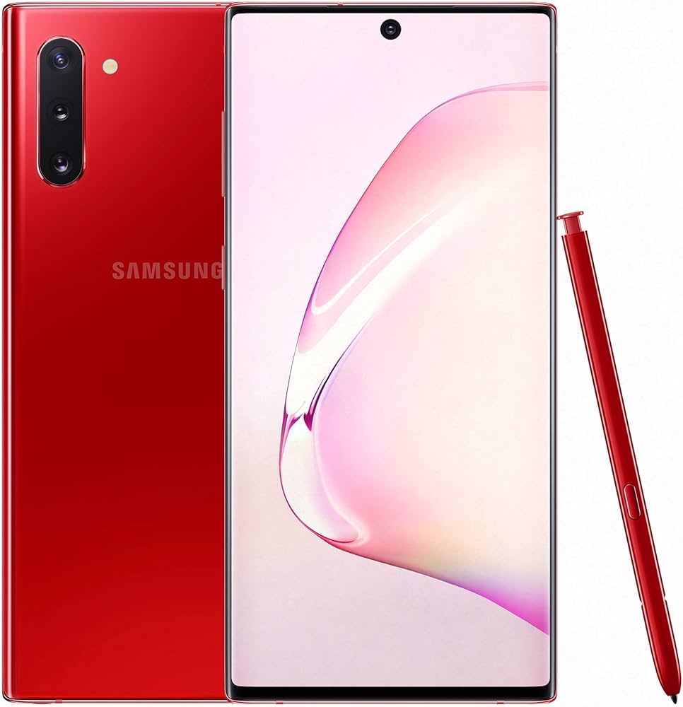 Samsung Galaxy Note10 5G SM3N970UZRAXAR - Factory Unlocked, Aura Red, 256GB Storage, AI Night Mode