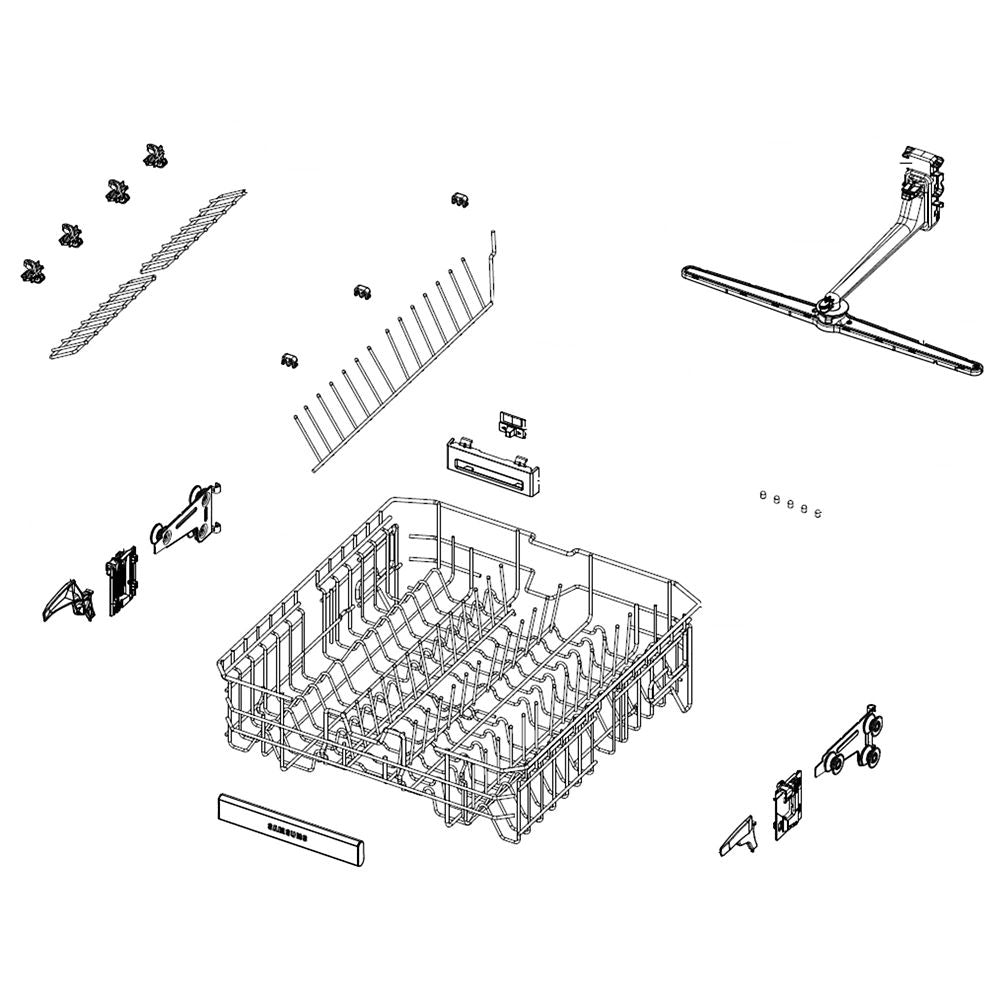 Samsung DD97-00605C Dishwasher Dishrack Assembly, Center