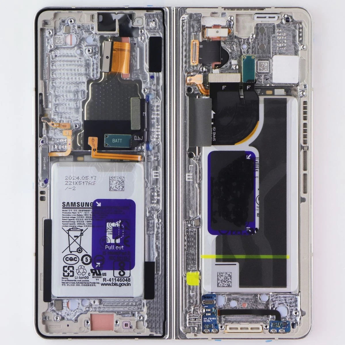 Samsung Mobile Galaxy Z Fold5 SVC Complete LCD Display Screen with Frame (Icy Blue) - GH82-31928C