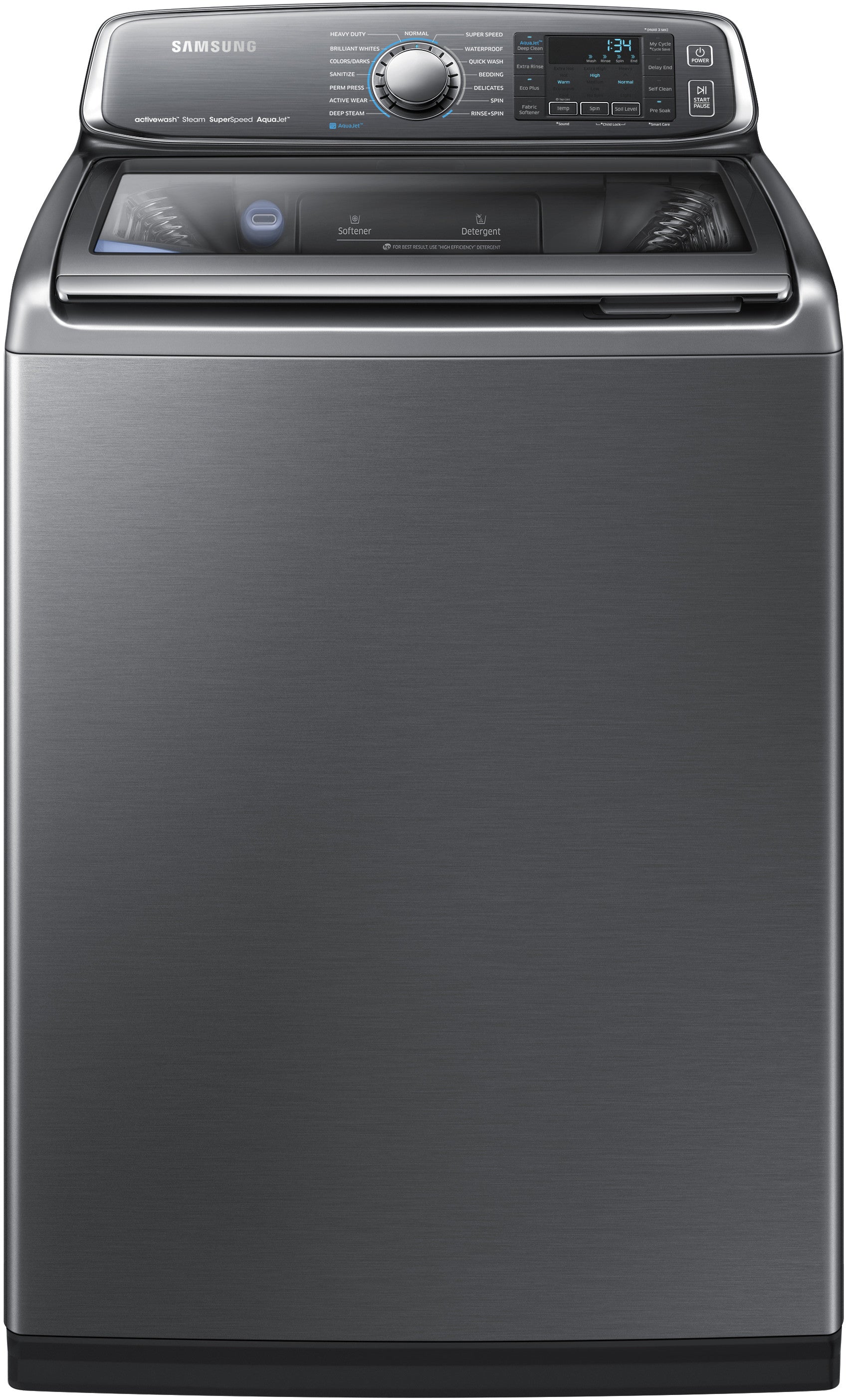 Samsung WA52J8700AP/AA 5.2 Cu. Ft. Top Load Washer With Active wash Platinum