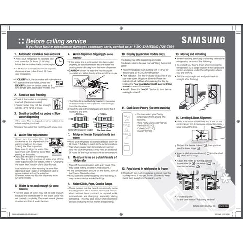 Samsung DA99-04014A Quick Guide - Samsung Parts USA
